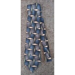 Tie 70s 80s 90s Y2K New Vintage Cocktail Collection Blue Beige 3.75 Wide 59 Long